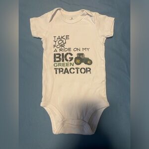 Big green tractor onesie